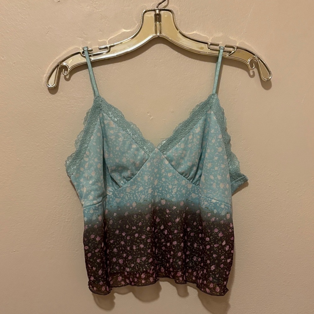 Wild Fable Lace Trim Camisole in Blue and Brown